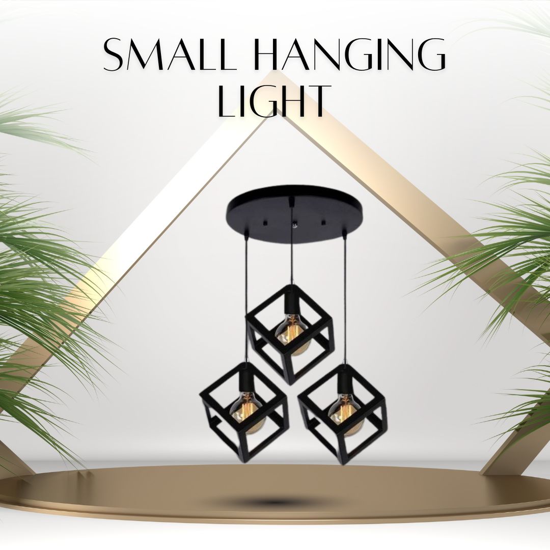 Small 3-in-1 Modern Square Cube Hanging Lamp & Ceiling Light Unique Design